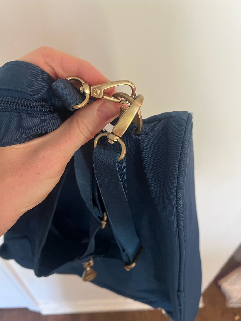 Baggallini Navy Convertible Backpack with Gold Turn-Lock - Picture 5 of 11